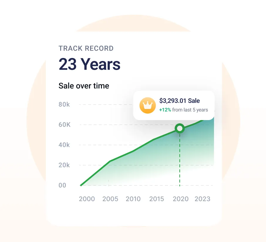 Sales growth chart showing 23 years of success by a leading digital agency.