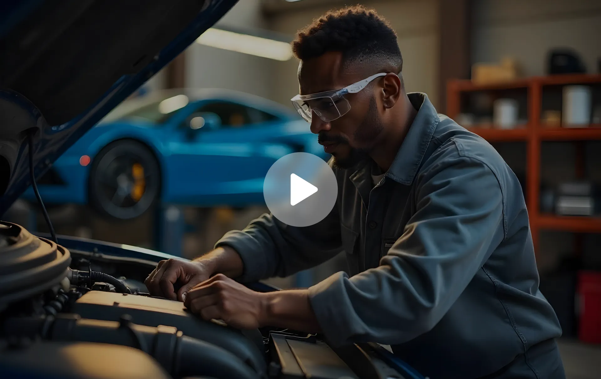 Web Rocket Pro Auto Repair banner with call-to-action buttons and mechanic video.
